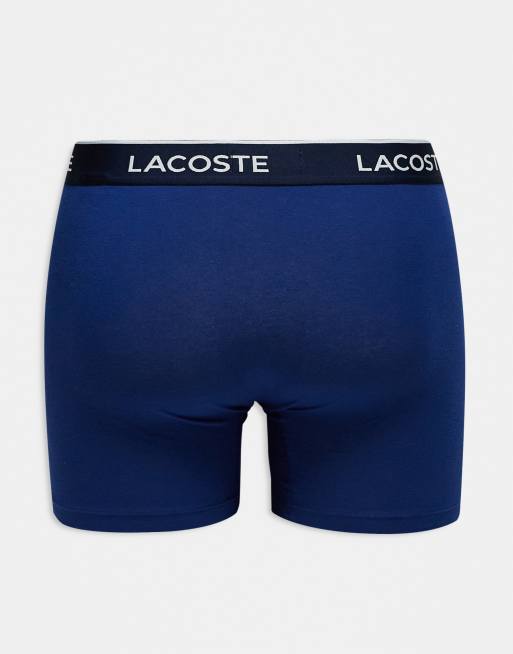 Lacoste – Flerfärgade boxershorts med marinblått midjeband, 3-pack, 2 av 3