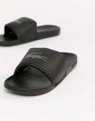 black lacoste sliders