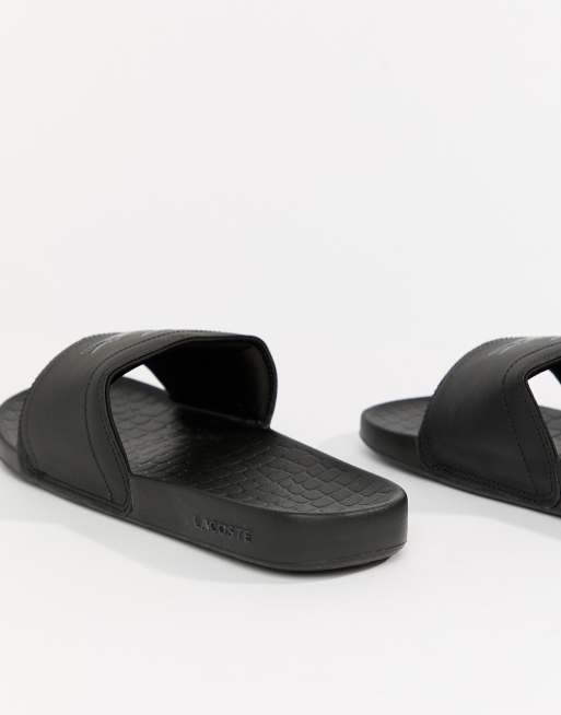 Lacoste Fraisier croc sliders in black ASOS