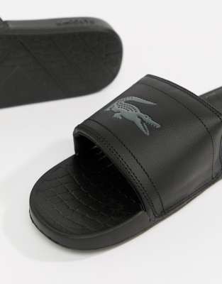 lacoste fraisier croc sliders in black