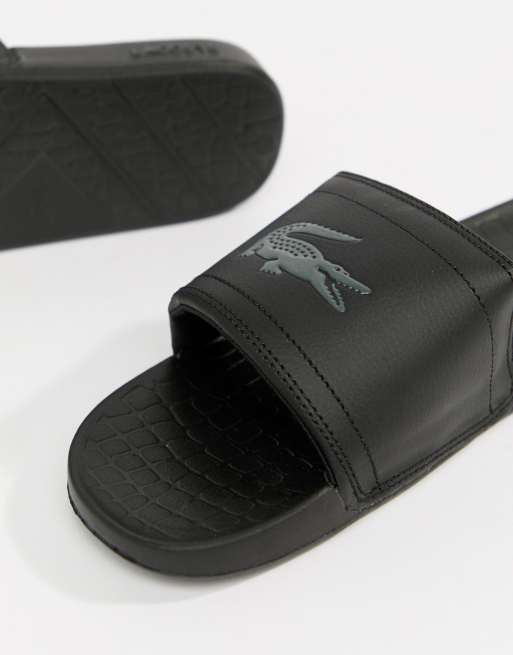 Lacoste Fraisier croc sliders in black