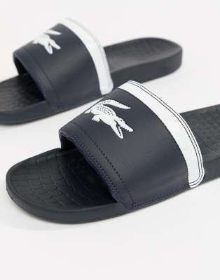 lacoste fraisier croc sliders in white