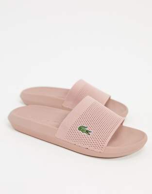 lacoste pink sliders