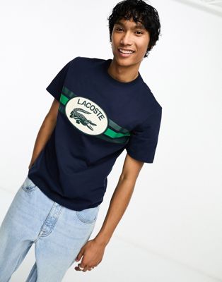 Lacoste front graphics t-shirt in navy - ASOS Price Checker