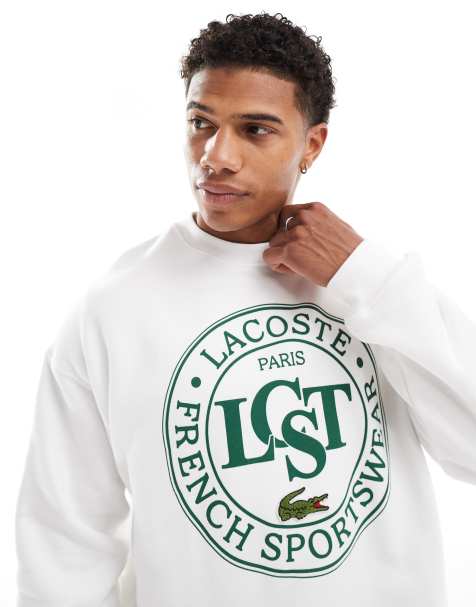 Lacoste front logo sweatshirt in white  - view 1