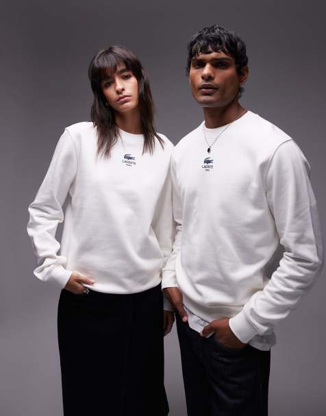 Lacoste front logo sweatshirt in white - view 1