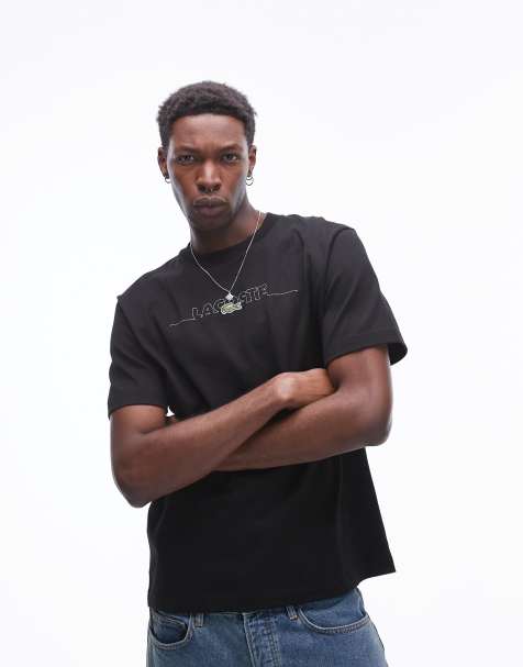 Lacoste front logo t-shirt in black - view 1
