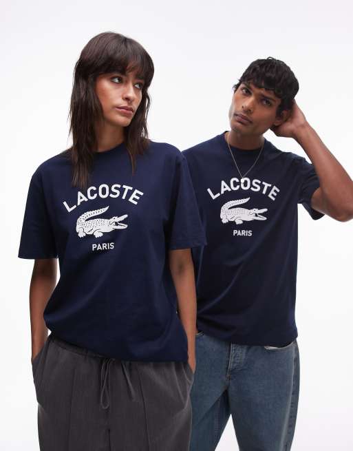 Lacoste front logo t-shirt in navy ASOS