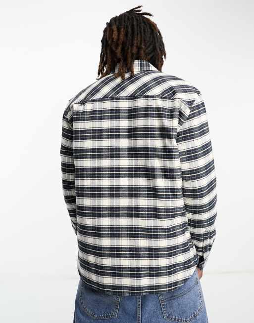 Lacoste front print check long sleeve unisex shirt in black, 3 of 4