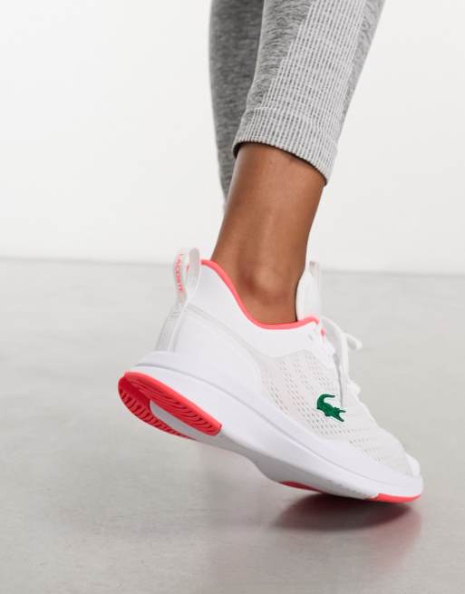 Lacoste G Elite trainers in white and pink