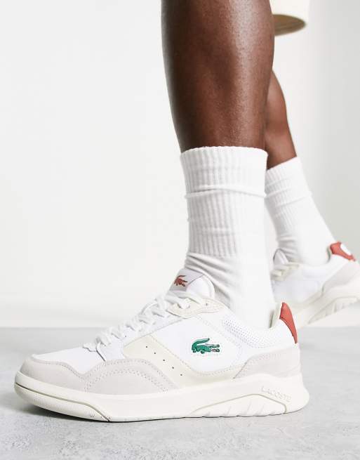 Lacoste game advance luxe leather sneakers in white/brown | ASOS