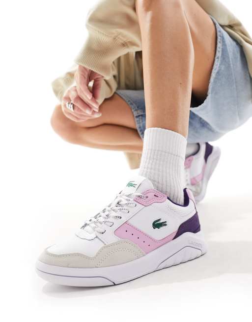 Lacoste Game Advance sneakers in white and pink ASOS