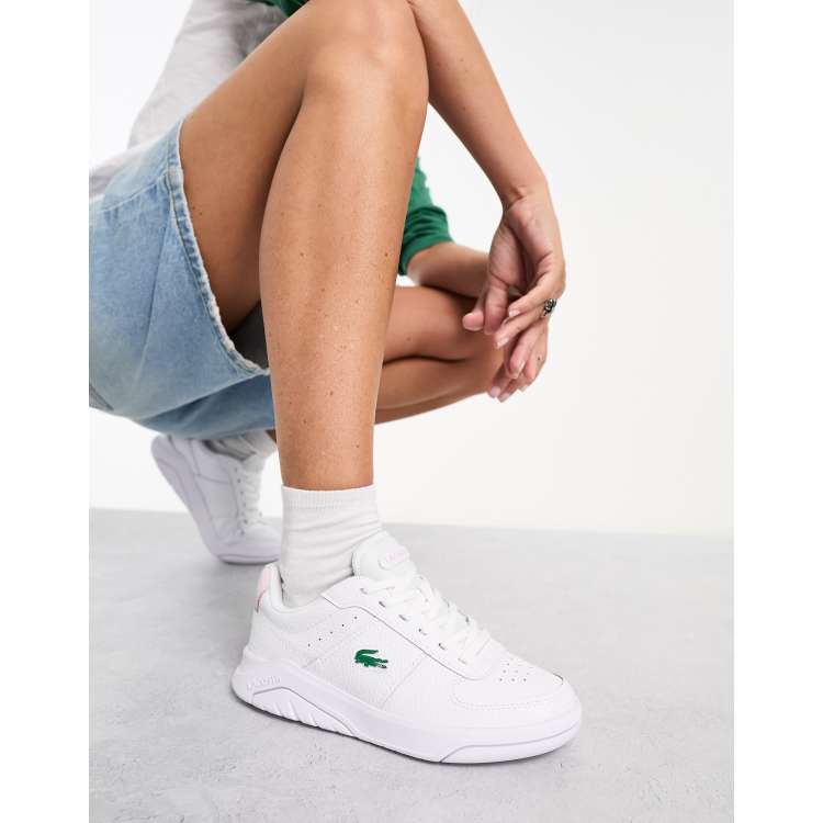 Lacoste Game Advance sneakers in white leather with pink back tab