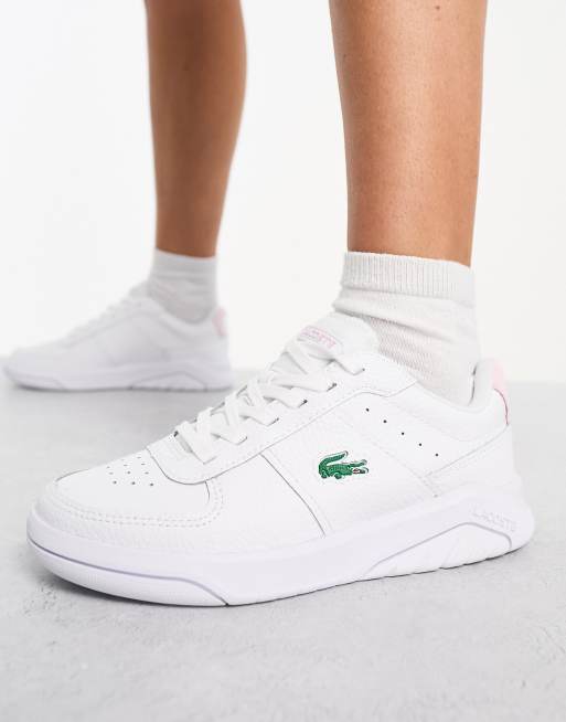 Lacoste Game Advance trainers in white and light pink