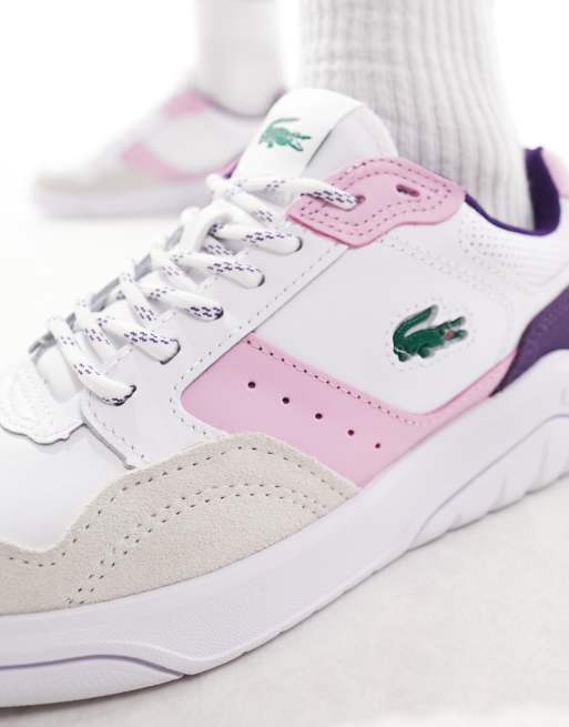 Lacoste Game Advance trainers in white and light pink