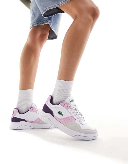 Lacoste Game Advance trainers in white and light pink