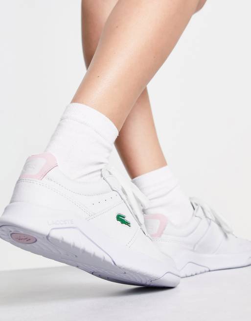 White trainers with pink on sale back