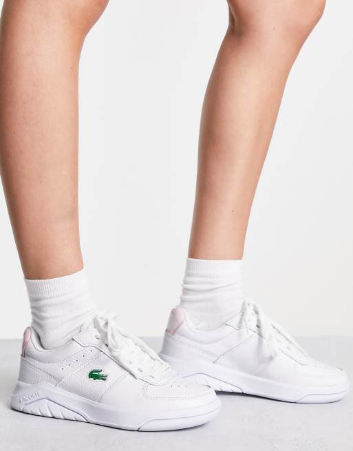 Lacoste Game Advance trainers in white and light pink