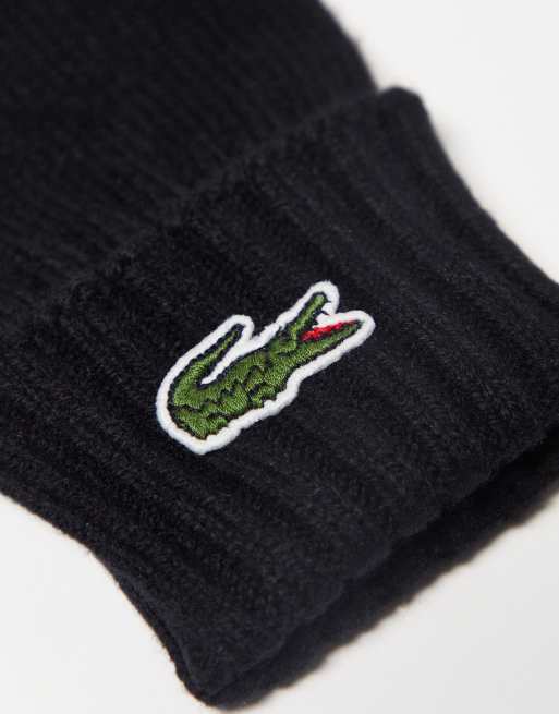 Gants unisexes Lacoste noirs en laine