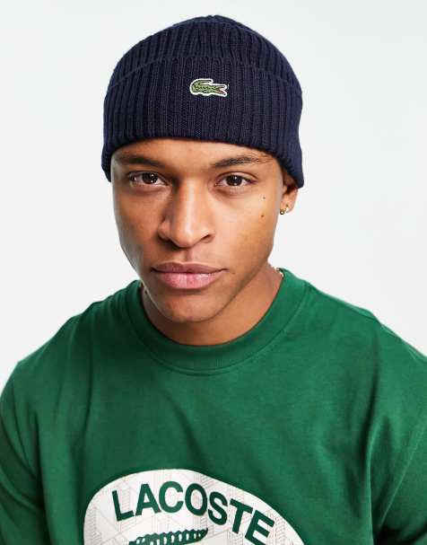 Lacoste - Gebreide beanie in marineblauw - view 1