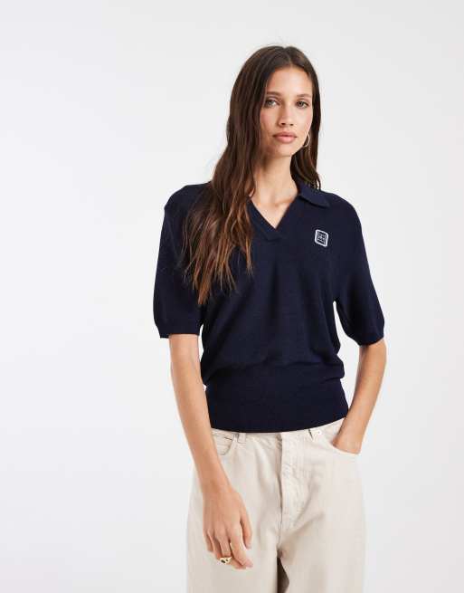 Lacoste gebreide poloshirt met korte mouwen en logo in navy, 3 van 4