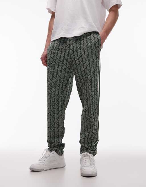 Lacoste – Gerade geschnittene Trainingshose in Grün mit Monogramm-Muster, 2 von 5