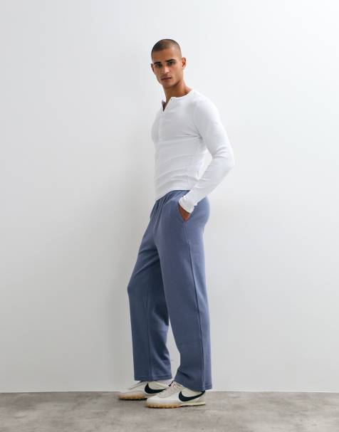 Lacoste gerade geschnittene Waffel-Loungewear-Hose in Hellblau - view 1
