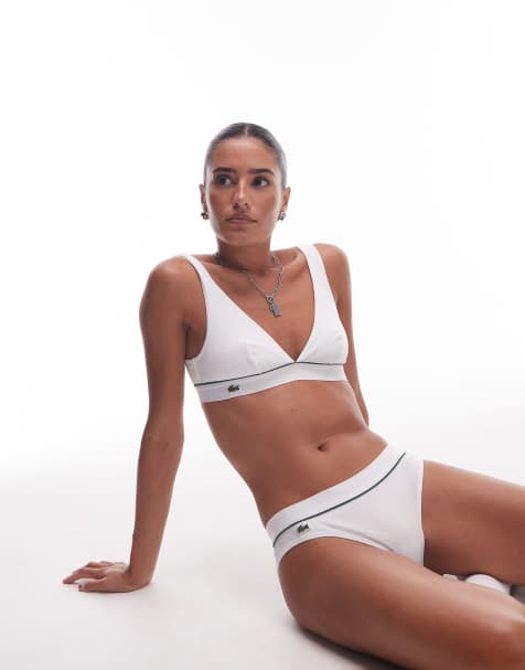 Lacoste – Gerippter Slip in Weiß - view 1