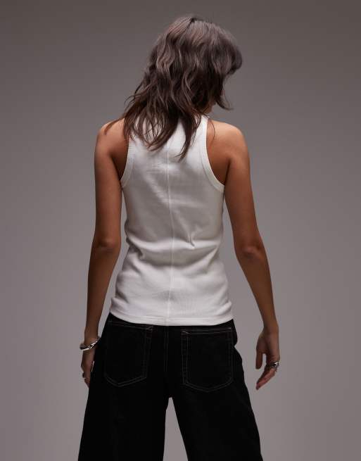 Lacoste – Geripptes Tanktop in Weiß, 4 von 4