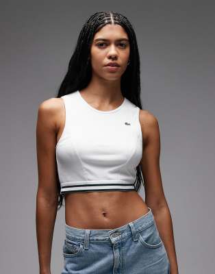 Lacoste - Geripptes Trägertop in Weiß