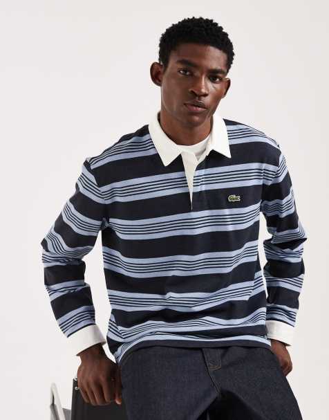 Lacoste - Gestreept rugbyshirt in blauw - view 1