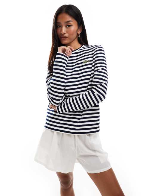 Lacoste - Gestreept T-shirt met lange mouwen in zwart