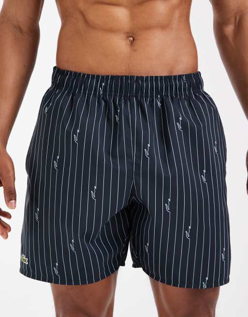 Lacoste - Gestreepte zwemshort met krokodillenmotief in zwart, 5 van 5