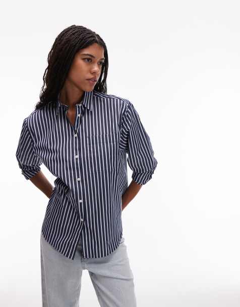 Lacoste – Gestreifte Hemdbluse in Marineblau - view 1