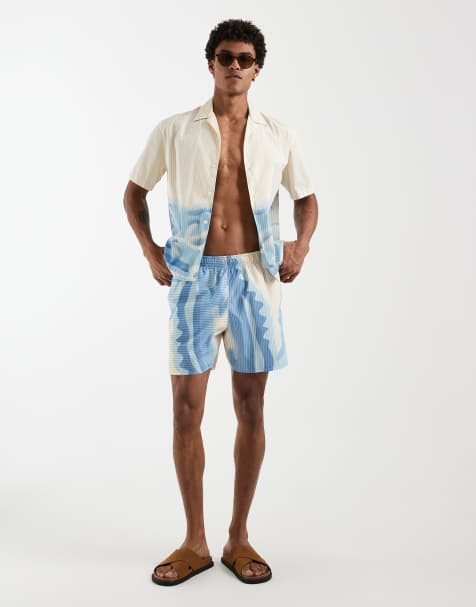 Lacoste – Gestreifte Lounge-Shorts aus Webstoff in Orange, Kombiteil - view 1