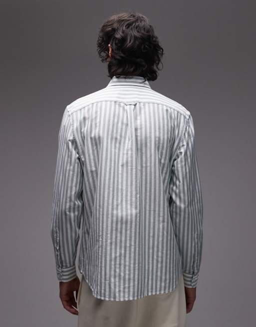 Lacoste – Gestreiftes Hemd in Grün und Weiß, 3 von 5
