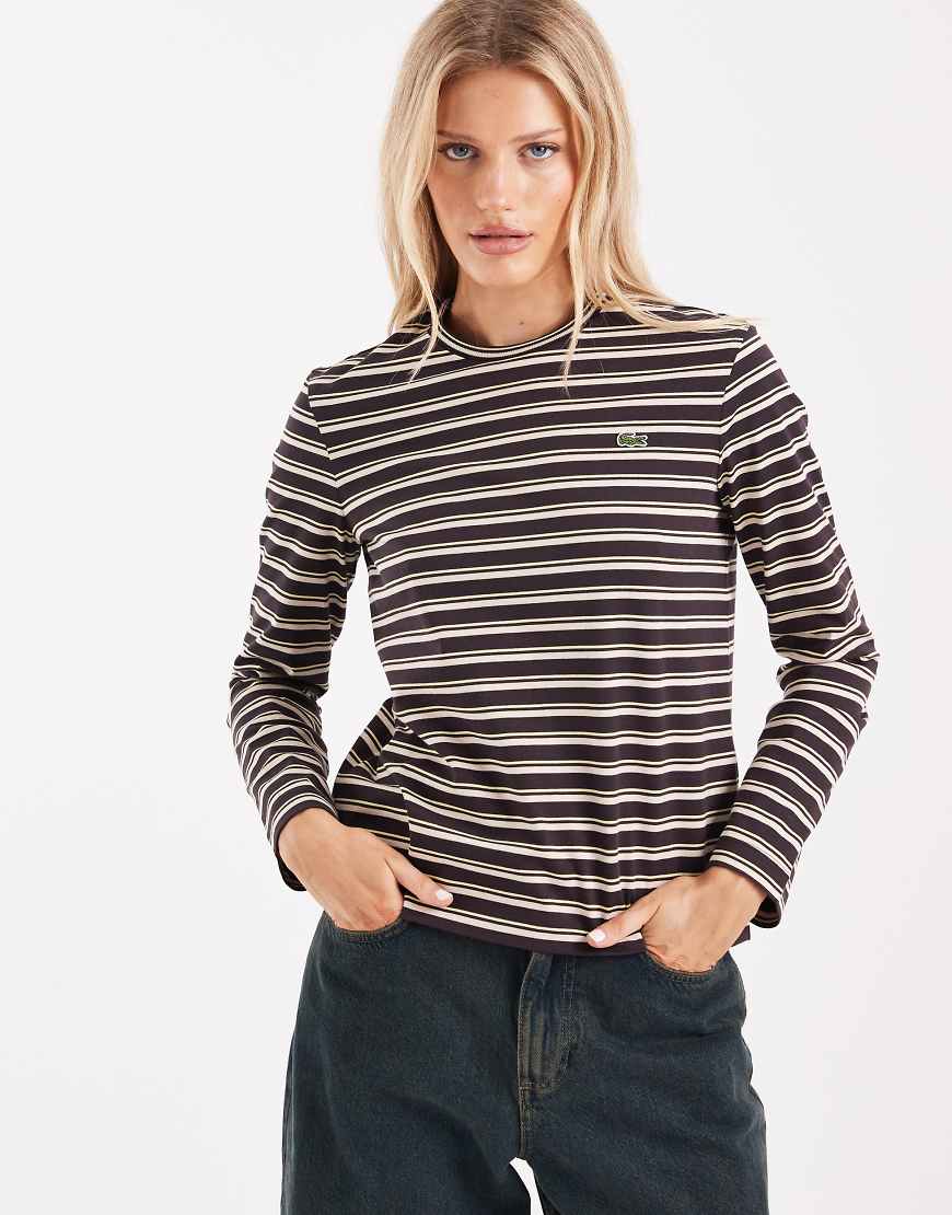 Gestreiftes Langarmshirt in Braun-Brown Brown 44-46