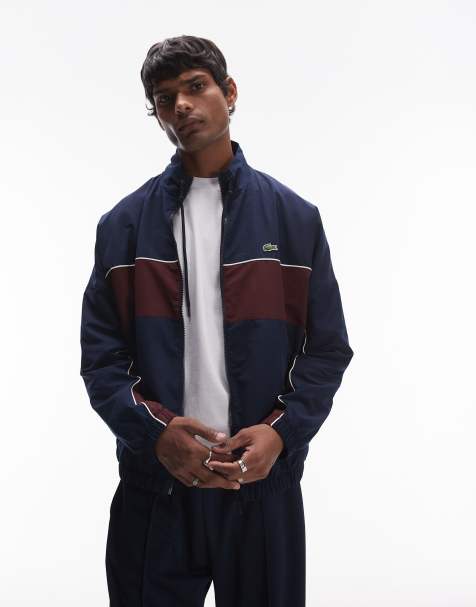 Lacoste - Giacca blu navy color block con zip - view 1