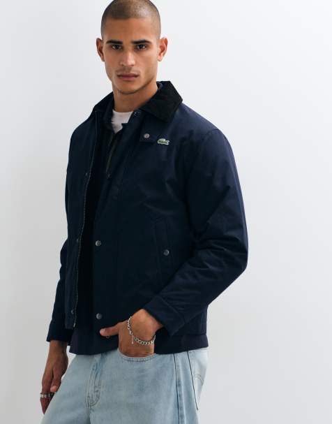 Lacoste giacca idrorepellente con colletto in corduroy navy - view 1