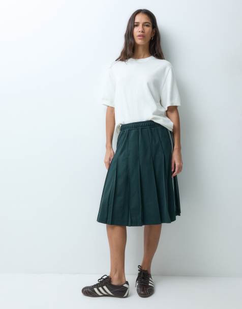 Lacoste gonna midi plissettata con profili a contrasto verde - view 1