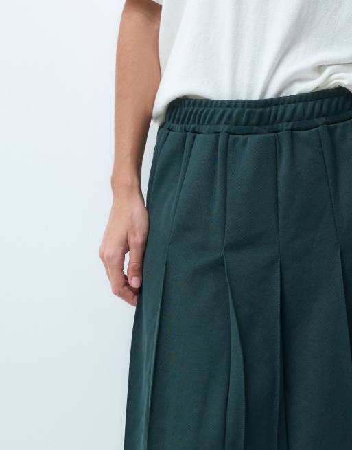Lacoste gonna midi plissettata con profili a contrasto verde, 4 di 5