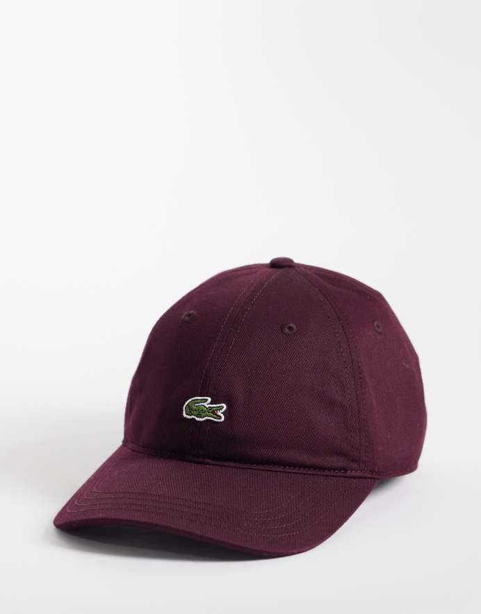 Lacoste gorra con logo esencial en burdeos