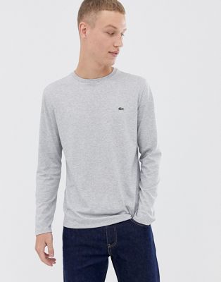 Lacoste – Grå långärmad t-shirt med logga