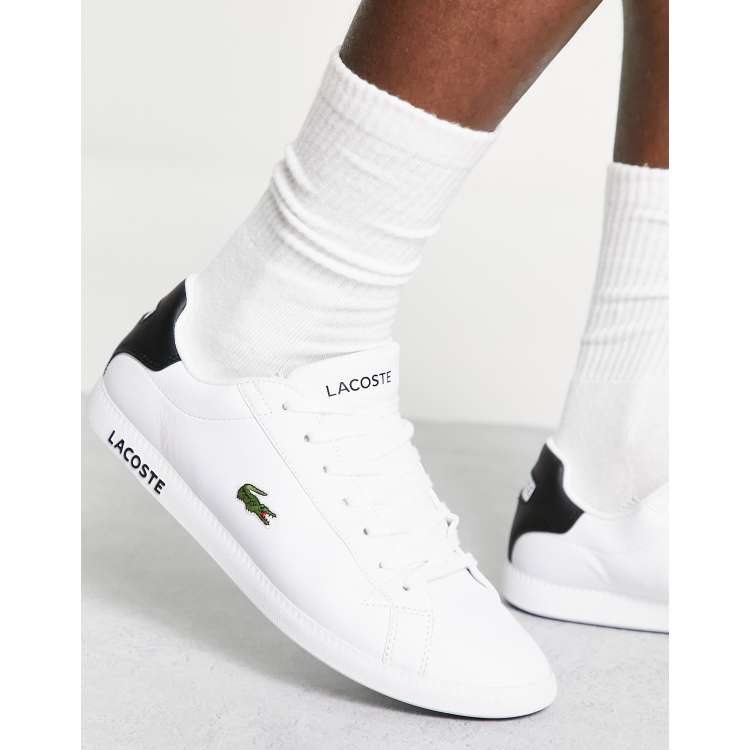 Lacoste graduate leather sneakers in white black ASOS