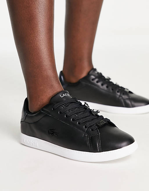 Funktionsfejl Frivillig Ud Lacoste graduate sneakers in black/white sole | ASOS
