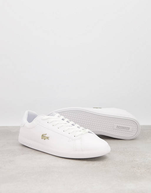 Designer Brands Lacoste graduate trainers white with gold croc 
