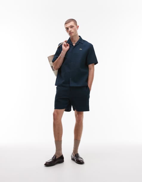 Lacoste co-ord waffle shorts in navy blue
