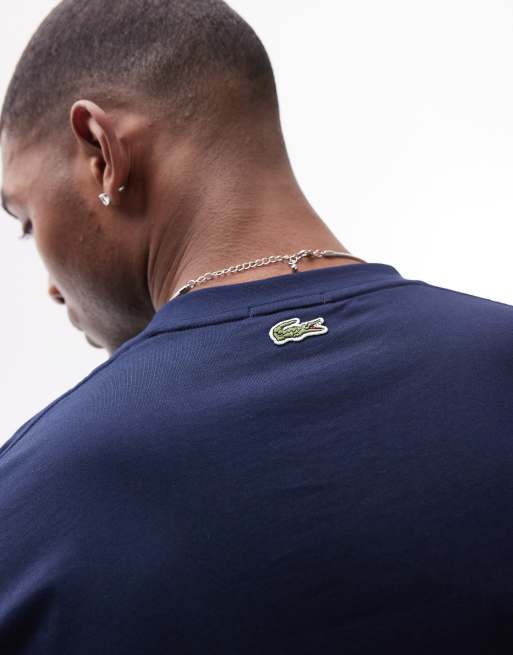 Lacoste – Granatowy luźny T-shirt z małym kontrastowym logo, 2 z 4