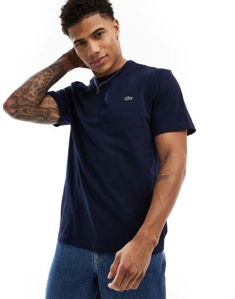 Lacoste – Granatowy T-shirt z logo z krokodylem - view 1