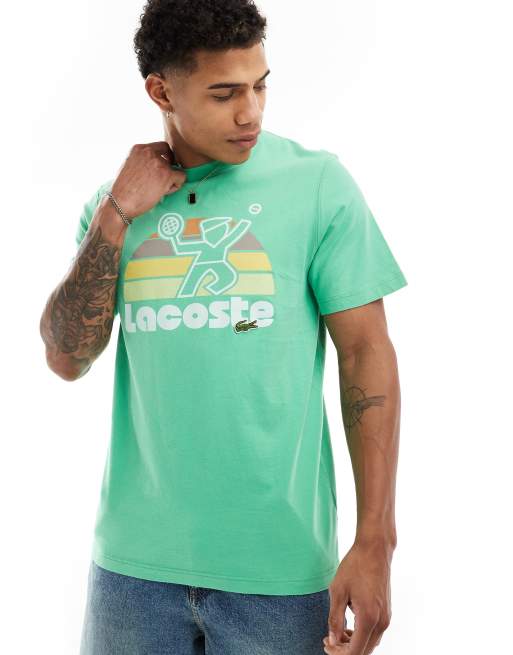 Lacoste graphic front short sleeve t shirt in green ASOS